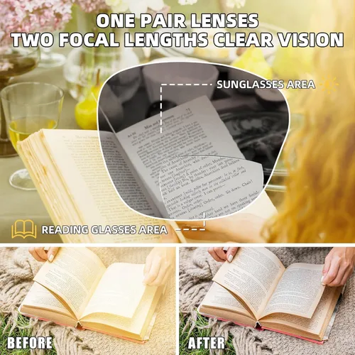 Miniatura 3 de JM Paquete de 2 Gafas de Sol de Lectura Bifocales para Mujeres de Moda Cuadradas de Gran Tamaño Lentes de Sol Lectoras para Lectura al Aire Libre