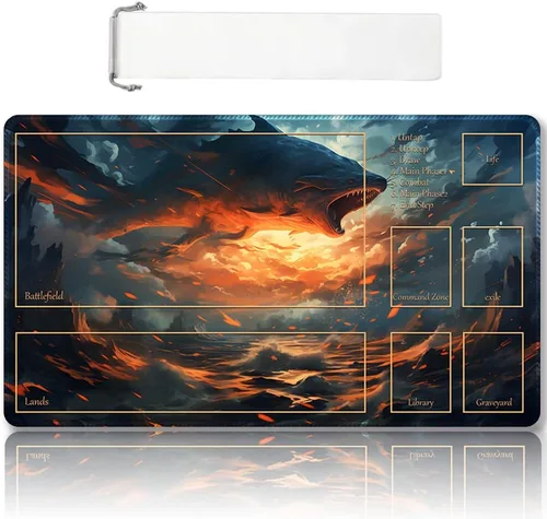 Miniatura 25 de Tapete de juego MTG cosido de alta calidad con zonas y parte trasera de goma antideslizante, tapete de juego TCG para MTG y otros juegos de cartas