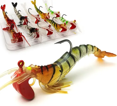 Miniatura 9 de Señuelos de pesca suaves, cebos de sábalo y pececillo, señuelos de cola de paleta con cabeza de plantilla premontada para lubina, trucha