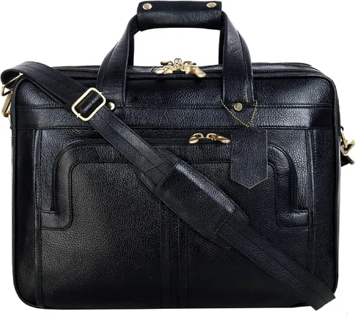 Miniatura 11 de Maletines de cuero de grano completo de 16 pulgadas para computadora portátil, bolsas de hombro para hombres y mujeres, bolsa de trabajo de Marrón