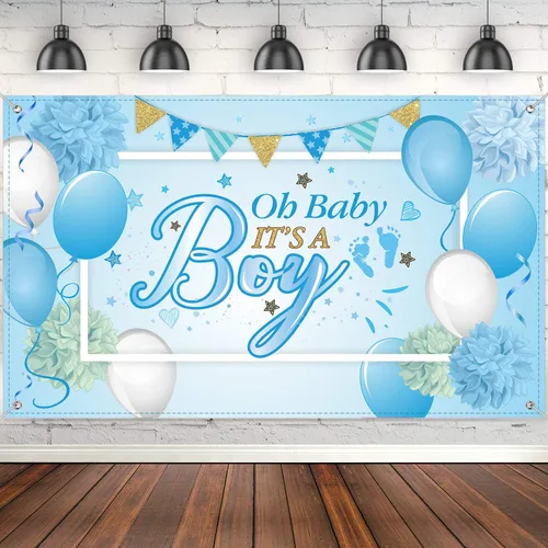 Decoraciones para fiestas de baby shower Blulu, fondo grande de tela durable para fiestas de baby shower, fondo para cabina de fotos para fiestas de