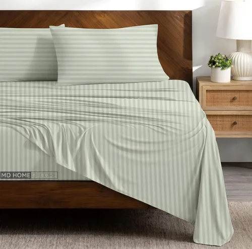 Miniatura 18 de Juego de sábanas tamaño matrimonial con bolsillo extra profundo, juego de ropa de cama de 4 piezas, 100% algodón egipcio, alta densidad de hilos