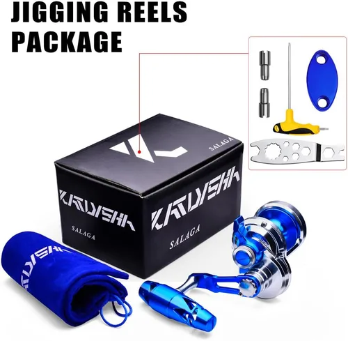 Miniatura 5 de Carrete de Pesca para Jigging - Carretes Convencionales - Arrastre de Palanca - para Agua Salada - de Carga Pesada - para Océano Profundo - Juego