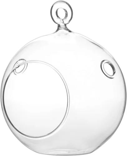 Miniatura 11 de WGV Globo de terrario colgante, ancho 5 pulgadas, altura 6 pulgadas, maceta de aire para suculentas, florero de vidrio transparente con parte