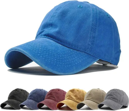 Miniatura 13 de HH HOFNEN Gorra de béisbol de algodón de sarga lavada y desgastada, vintage, ajustable, para hombre y mujer