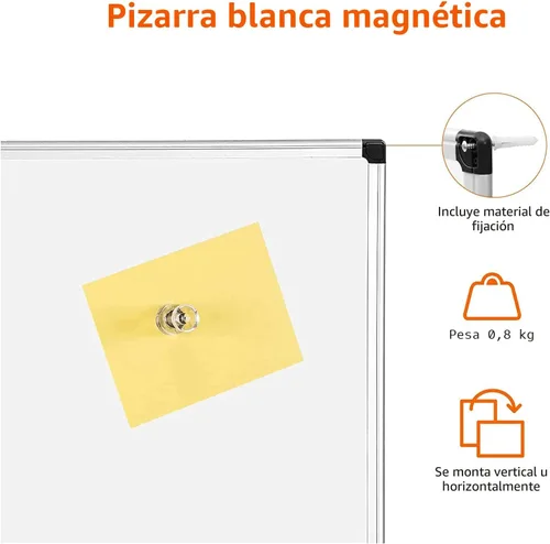 Miniatura 3 de Amazon Basics Pizarra magnética de borrado en seco, 61 cm x 46 cm, marco de aluminio plateado/blanco