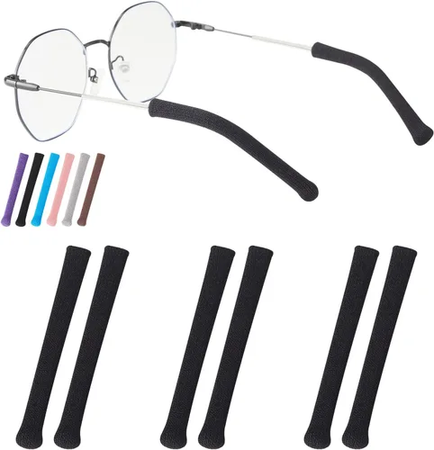 Cojín de oreja para lentes de longitud más larga con algodón de punto suave, agarre elástico antideslizante para gafas, puntas de patillas de lentes