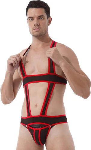 Miniatura 2 de ACSUSS Body elástico en el pecho para hombre, leotardo, ropa interior de lucha libre