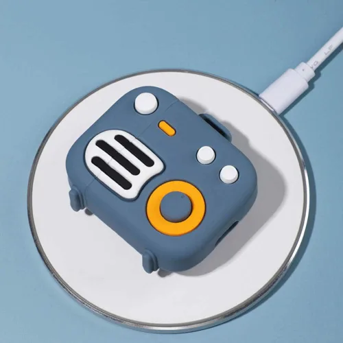 Miniatura 3 de Funda 3D de radio retro compatible con AirPods 2 y 1, divertida funda Kawaii de silicona de dibujos animados para AirPod 1/2