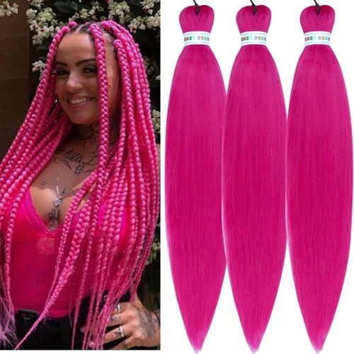 Miniatura 96 de Cabello estirado de fibra Kanekalon para trenzar con cabello humano, color oro rosado, 30 pulgadas