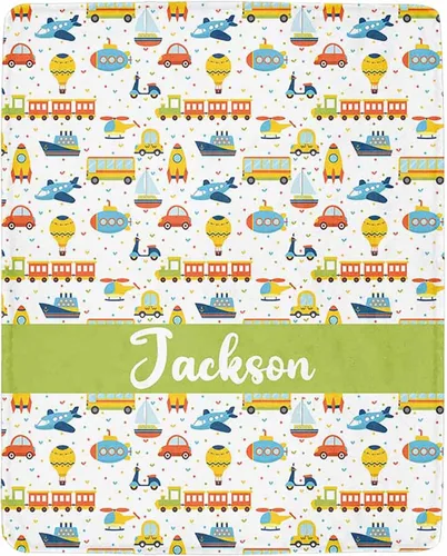 Miniatura 26 de Artsadd Mantas personalizadas con nombre y diseño de transporte para bebé niño de 30 x 40 pulgadas, manta personalizada de camión con nombre