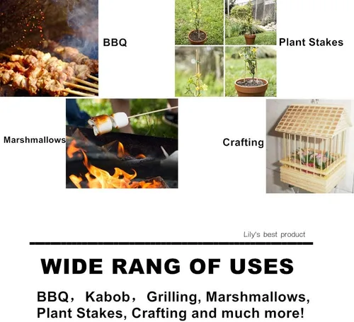 Miniatura 6 de HOPELF Brochetas de bambú natural de 16 pulgadas para barbacoa, kabob, parrilla, barbacoa, cocina, asado, malvaviscos, estacas de plantas