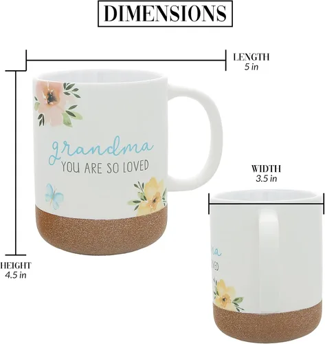 Miniatura 5 de Pavilion Gift Company - Grandma You Are So Loved - Taza de cerámica de 16 onzas con fondo esmaltado arenoso, patrón floral, taza de café de mango