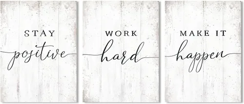 Miniatura 9 de Arte de pared de oficina con citas inspiradoras: póster motivacional, frases positivas, decoración de pared de oficina, 3 piezas de motivación Citas