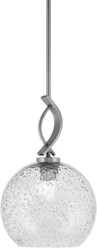 Miniatura 73 de Toltec Lighting Cavella Stem Colgado Mini colgante, acabado grafito, vidrio de muselina blanca de 4 pulgadas