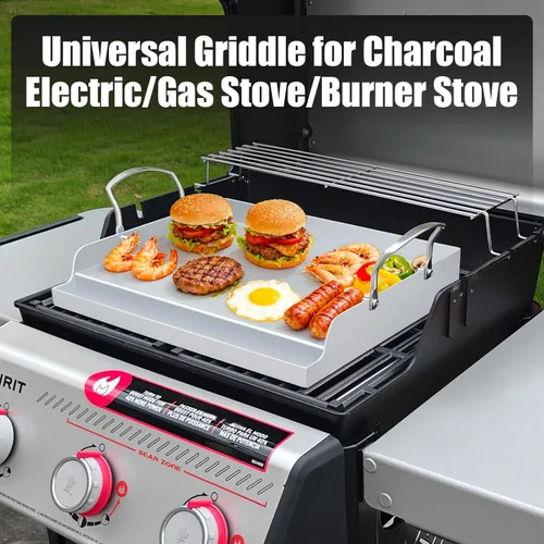 Miniatura 4 de Plancha antiadherente de acero inoxidable para parrilla de gas, plancha nanocerámica para tope de estufa de gas, placa de superficie plana de 17" x