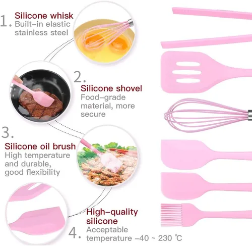 Miniatura 2 de Haofy Utensilios de cocina de silicona, juego de 6 utensilios de cocina antiadherentes resistentes al calor, kit de utensilios de cocina de silicona
