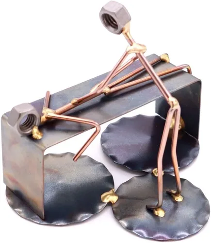 Miniatura 2 de Estatuilla de metal hecha a mano de quiropráctica, arte de metal soldado a mano y esculturas de metal reciclado, accesorios únicos de escritorio