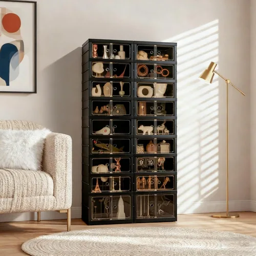Miniatura 11 de Organizador de Zapatos Plegable Caja de Almacenamiento, Estante de Zapatos Plegable Portátil Extra Grande para Closet, Caja de Almacenamiento
