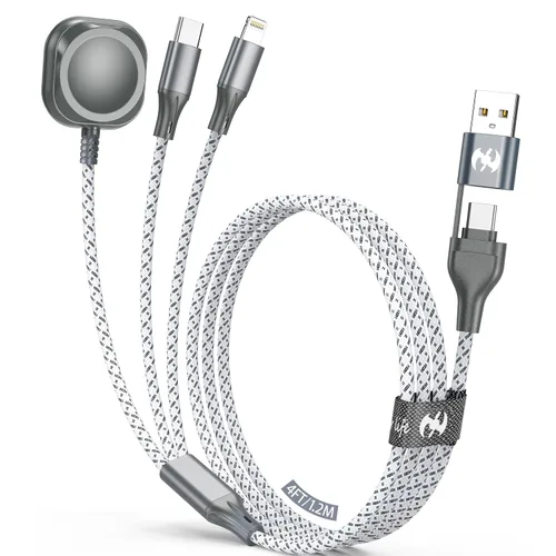 Miniatura 8 de Cable de carga múltiple para cargador de Apple Watch de 6 pies, cable de carga 3 en 1, USB A/C a Lightning tipo C, cable USB C, cable de cargador