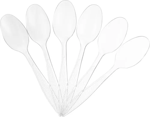 Miniatura 2 de [100 cucharaditas] Embellish - Cucharas de plástico desechables resistentes y transparentes, ideales para bodas, catering, fiestas, bufés, eventos