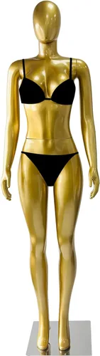 Maniquí femenino de cuerpo completo dorado mate de 70.8 pulgadas, maniquí de exhibición de estilo brasileño con brazos ajustables, soporte de torso