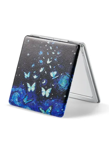 Miniatura 46 de Omiro - Espejo compacto, cuero PU clásico. Ampliación 1x/3x, ultra portátil para el bolsillo, ideal para bolsos y viajes (negro)