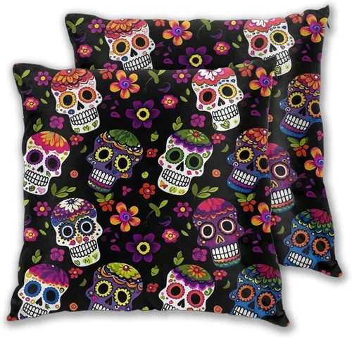 Miniatura 32 de Juego de 2 fundas de almohada cuadradas de Acción de Gracias, hojas de arce otoñales, fundas protectoras para sofá con cremallera oculta, 16 x 16