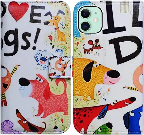 Miniatura 9 de Bcov Funda para iPhone 11, funda de piel con tapa y función atril para iPhone 11, diseño de flores y mariposas azules