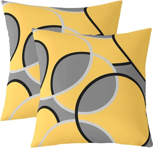 Miniatura 18 de Juego de 2 fundas de almohada abstractas de 16 x 16 pulgadas para niños, niñas, adolescentes, decoración de dormitorio, moderna a rayas, decoración