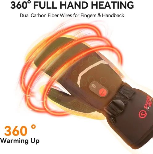 Miniatura 4 de SAVIOR HEAT Manoplas Calefactables con Batería, Guantes de Esquí con Batería, Manoplas Eléctricas Recargables Mejoradas para Esquí, Camping
