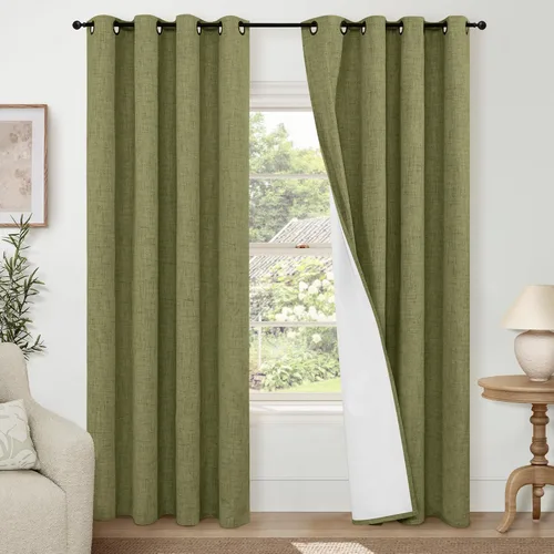 Miniatura 55 de Cortinas Opacas de Lino Azul Bebé para Guardería de 40 Pulgadas de Largo, 2 Paneles, Cortinas Cortas con Aislamiento Térmico Boho de Bloqueo Total