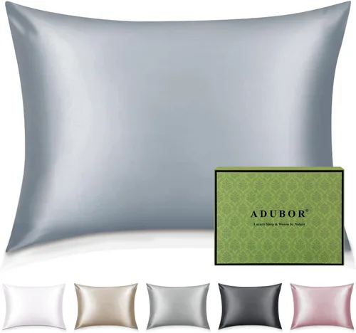 Miniatura 49 de Adubor Funda de almohada 100% de seda, fundas de almohada de seda de morera, 22 fibras de grado Momme 6A, funda de almohada de seda para la salud
