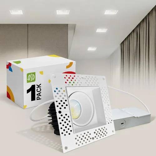 Miniatura 26 de ASD Luces LED empotrables sin moldura de 1 pulgada, 7W 120V Triac redondas para uso comercial, iluminación regulable sin lata para techo con caja