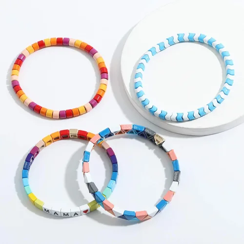 Miniatura 6 de Dvacaman Juego de 3 pulseras elásticas esmaltadas