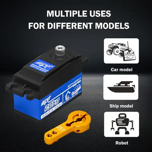 Miniatura 3 de GOUPRC Servo de perfil bajo de 44.1 lbs de alto par de engranaje de metal servo digital con brazo de metal 25T para 1/8 1/10 1/12 RC modelo DIY