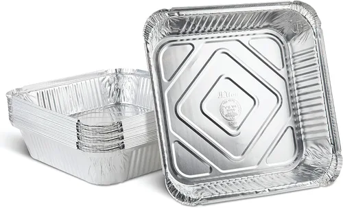 Miniatura 12 de PLASTICPRO Moldes desechables cuadrados de papel de aluminio de 8'' x 8'' x 2'' pulgadas para hornear - Utensilios de repostería perfectos