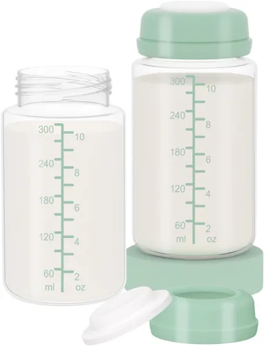 2 botellas de almacenamiento de leche materna de 10 onzas compatibles con SpectraS1 S2 9 Plus SG/Motif Luna/otros brida de boca ancha, recipiente de