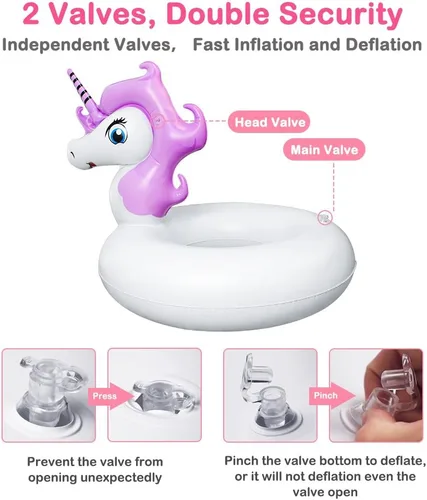 Miniatura 5 de Flotador de piscina de unicornio, flotadores de piscina para niños, flotador inflable de unicornio para piscina, flotadores para niños, anillos