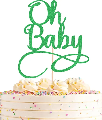 Miniatura 17 de Oh Baby Cake Topper – Suministros de decoración de pastel de fiesta de cumpleaños con purpurina negra, para baby shower/revelación de género, fiesta