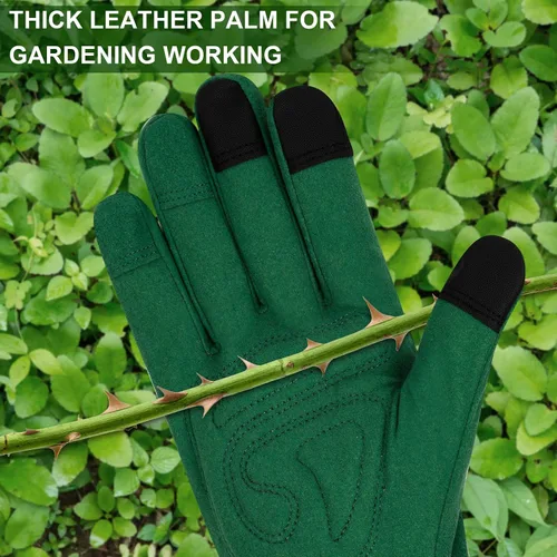 Miniatura 3 de Guantes largos de jardinería para mujer, guantes de cuero a prueba de espinas, guantes de trabajo transpirables para mujeres, patio, exteriores