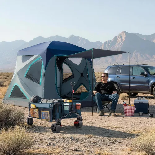 Miniatura 6 de TIMBER RIDGE Camping Tent, 4/6 Person Instant Pop Up Hub Tent with 8 Windows, Easy 60 Second Setup, Weather Resistant Family Cabin Tents with Rain