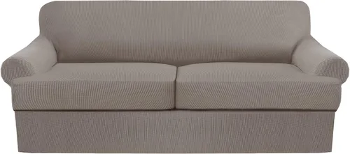 Miniatura 42 de Juego de fundas para sillas con cojines en T de 2 piezas, funda de sofá elástica para sillones y sillas con cojines en T