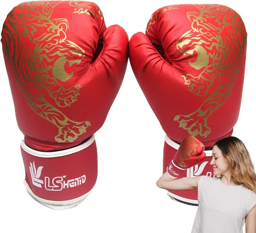 Miniatura 10 de LAFANDE Guantes de boxeo para hombres y mujeres, guantes de combate transpirables de Muay Thai Negro