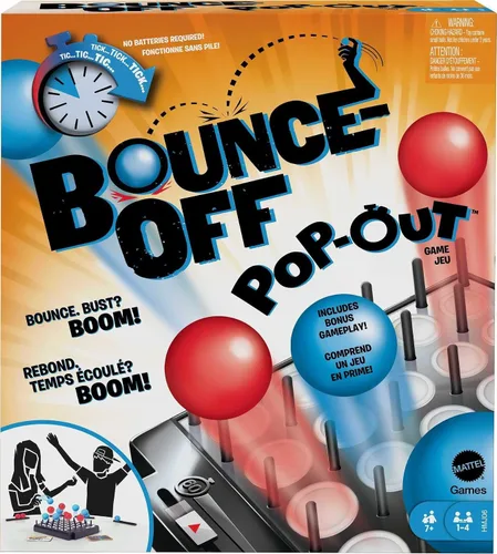 Mattel Games Juego de fiesta desplegable de rebote para niños, adultos y noche familiar, rebote rápido o pelotas van volando para 1-4 jugadores