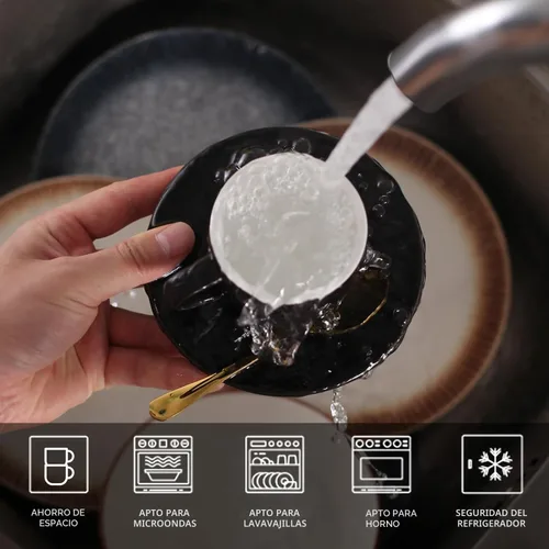 Miniatura 8 de Lareina Juego de 4 tazas de café espresso de 3 onzas, pequeñas tazas de café apilables con platillos, cucharas y soporte de metal, tazas de cerámica