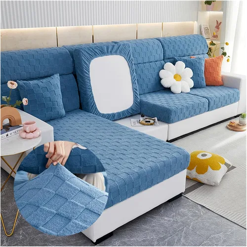 Miniatura 7 de Funda de cojín elástica para asiento de sofá con parte inferior elástica, de elastano, jacquard, antideslizante, protector de muebles