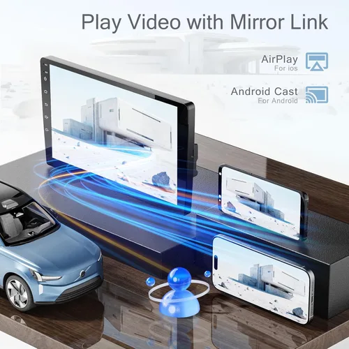 Miniatura 5 de Haudio Estéreo de auto doble DIN de 9 pulgadas con CarPlay inalámbrico y Android Auto, navegación GPS, cámara de respaldo, ajuste universal