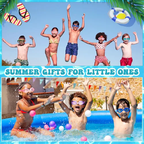 Miniatura 5 de Hoteam 50 gafas de natación a granel para niños con 8 tapones de nariz con clip para los oídos, sin fugas, antiniebla, gafas de natación