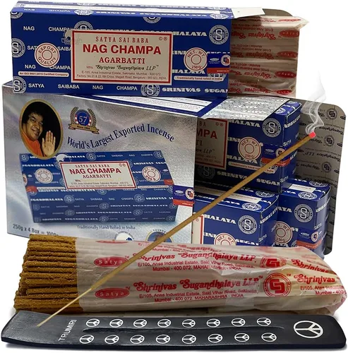Miniatura 27 de TRUMIRI Paquete de soportes para incienso con varillas de incienso Satya Sai Baba Nagchampa de 3.53 oz (100 g) - Paquete de 1